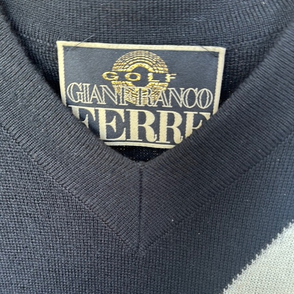 Gianfranco Ferre Black Cream Knit Golf Vest Sweater - Picture 7 of 11